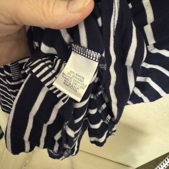 Mandarin Blue Dress XL Nautical Sailor Navy stripe Resort Stretch Pockets hooded - Picture 5 of 7